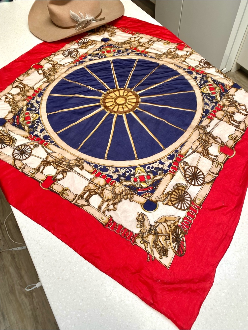 Silk horse carriage boho scarf/wrap w farmhouse cottagecore country western vibe